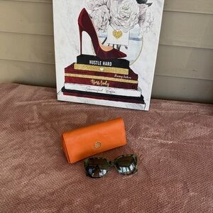 Tory Burch Orange Wallet with Sunglasses